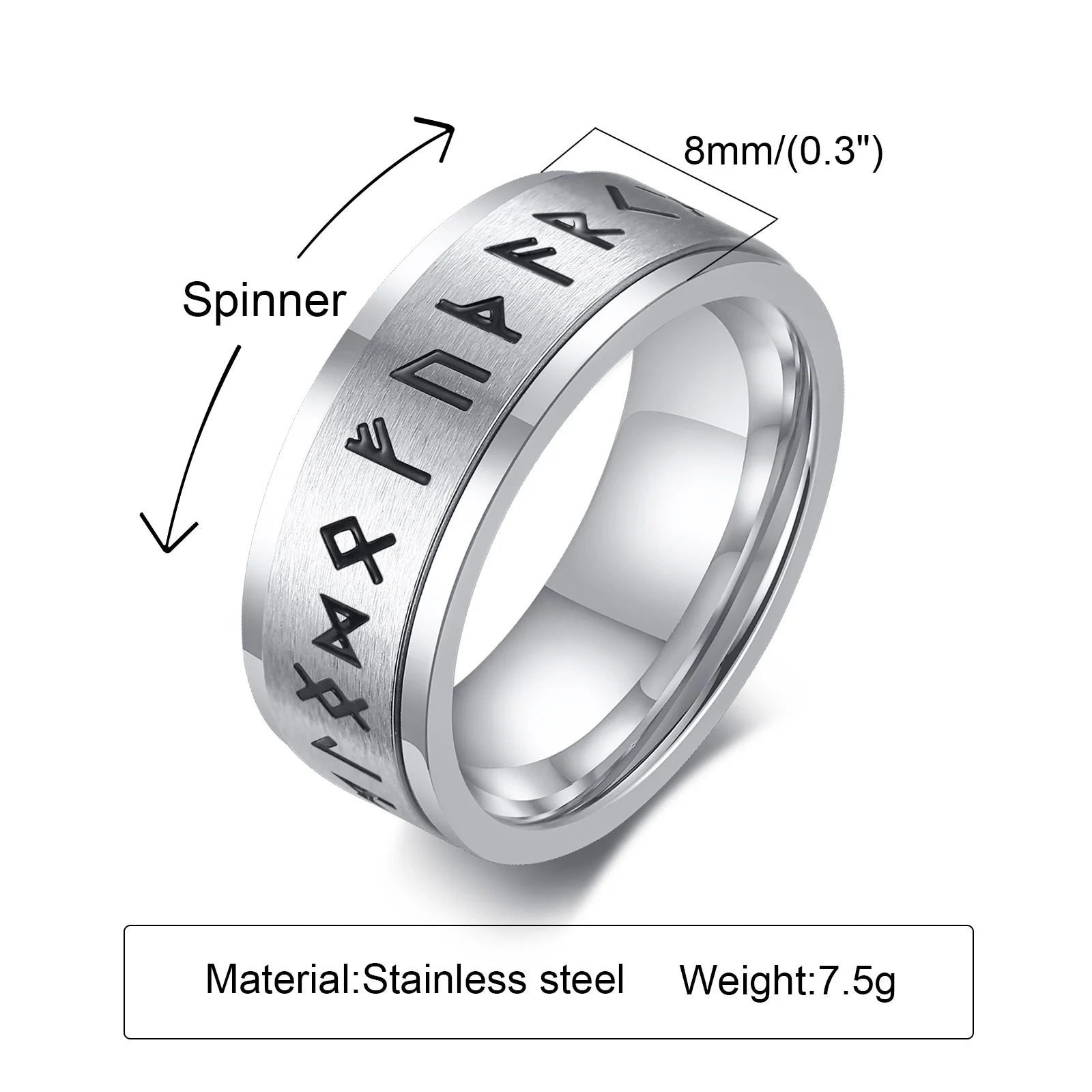 Men'S Anxiety Ring, Stainless Steel Viking Fidget Rings