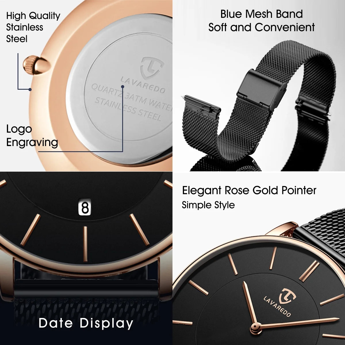 Men Watches Fashion Minimalist Quartz Watch for Men Analog Waterproof Watches with Stainless Steel Mesh Band Gift for Man