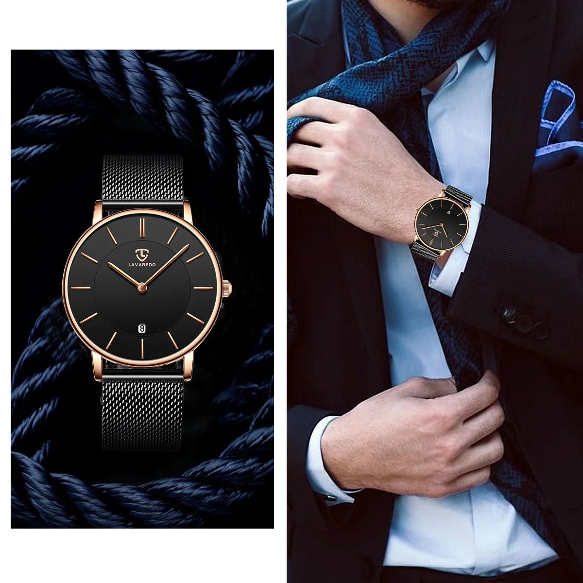 Men Watches Fashion Minimalist Quartz Watch for Men Analog Waterproof Watches with Stainless Steel Mesh Band Gift for Man