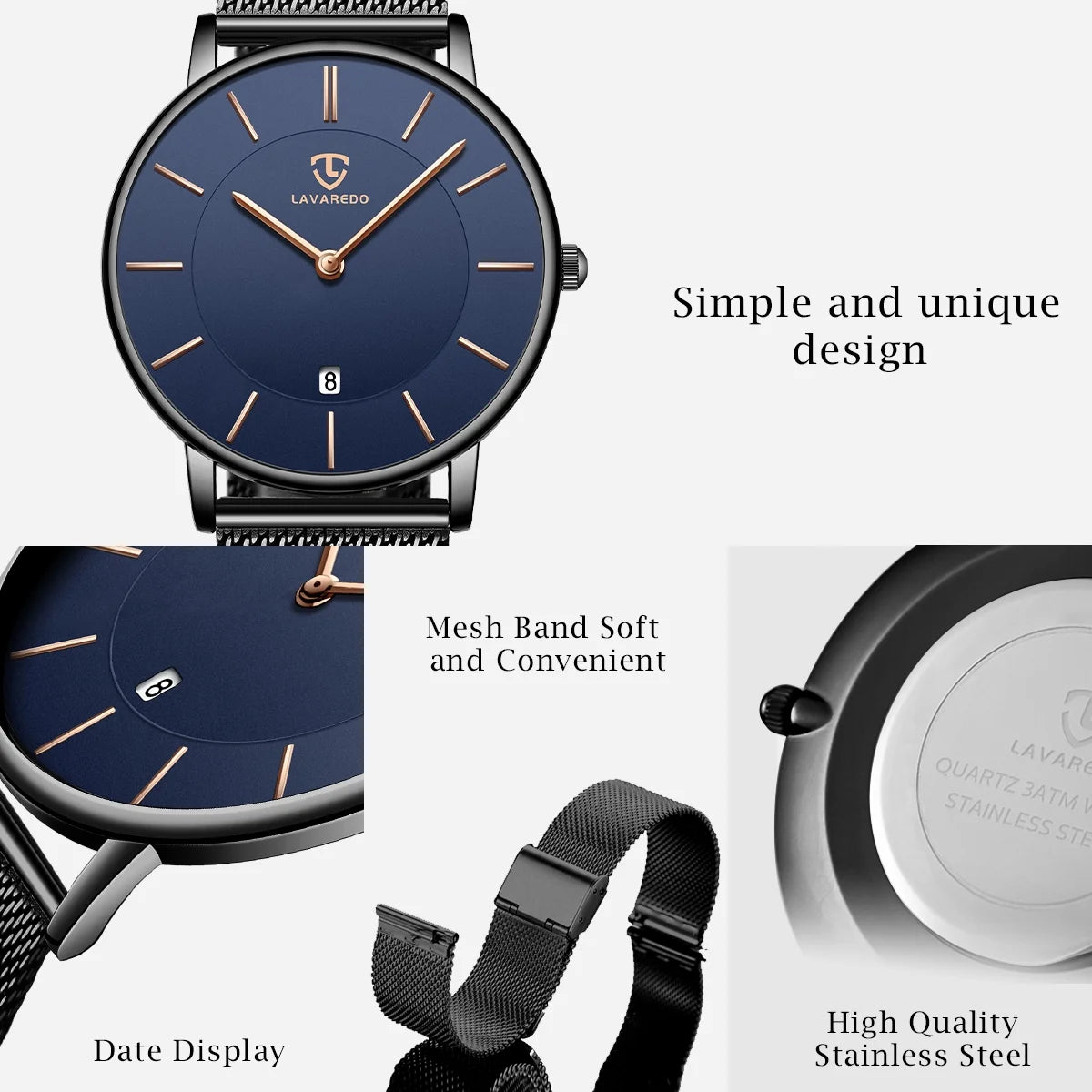 Mens Watches Fashion Quartz Men'S Watches Ultra Thin Minimalist Wristwatches with Stainless Steel Strap Gift for Man Father'S Day Gifts