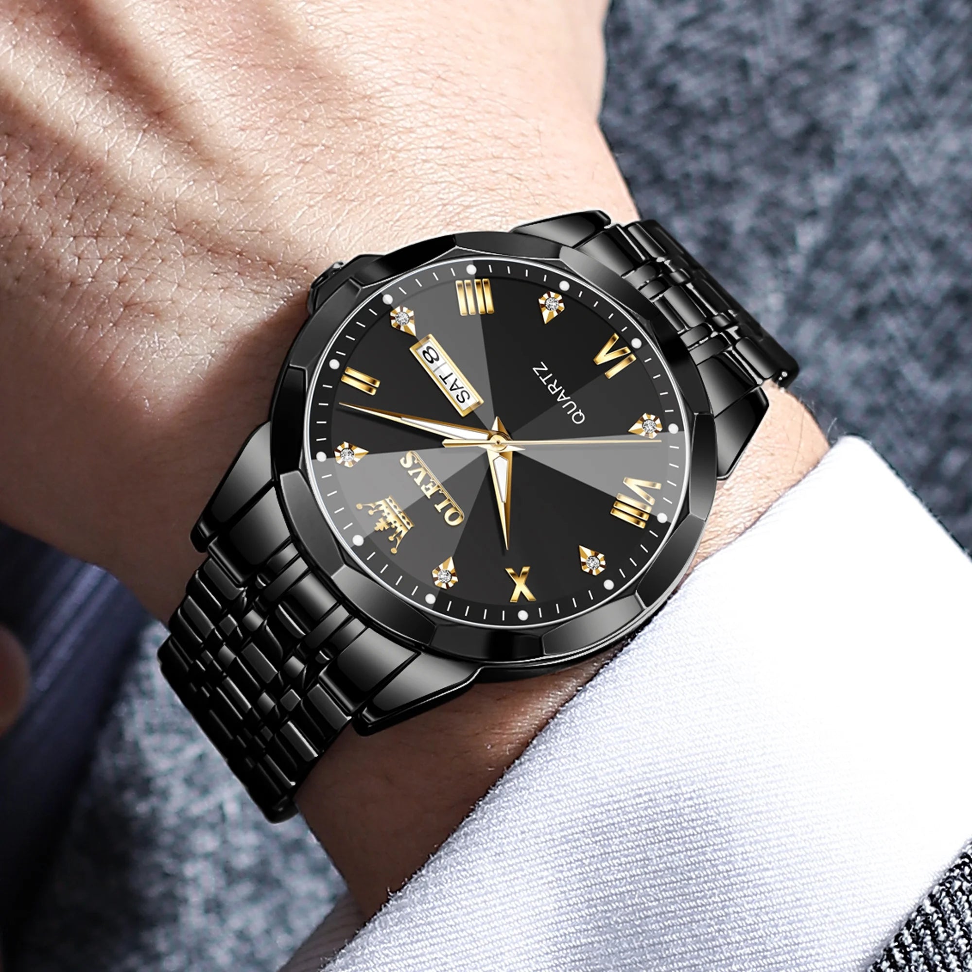 Watches for Men Business Dress Analog Quartz Two Tone Gold Plated Stainless Steel Classic Waterproof Luminous Date Casual Mens Wrist Watches Reloj Para Hombre