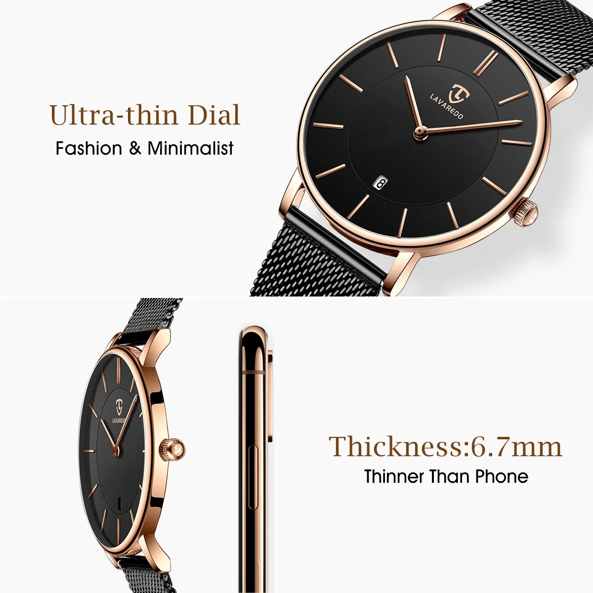 Men Watches Fashion Minimalist Quartz Watch for Men Analog Waterproof Watches with Stainless Steel Mesh Band Gift for Man