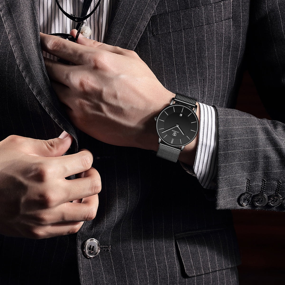 Men Watches Fashion Minimalist Quartz Watch for Men Analog Waterproof Watches with Stainless Steel Mesh Band Gift for Man