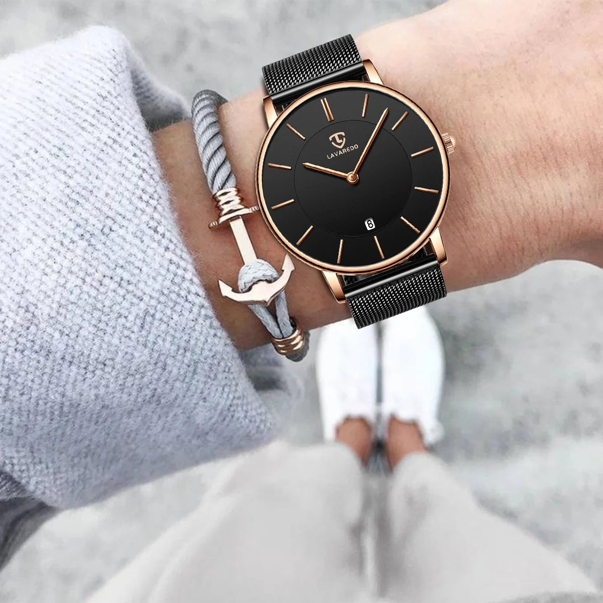 Men Watches Fashion Minimalist Quartz Watch for Men Analog Waterproof Watches with Stainless Steel Mesh Band Gift for Man