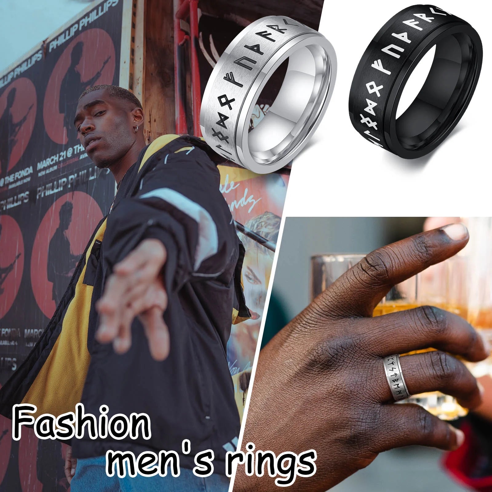Men'S Anxiety Ring, Stainless Steel Viking Fidget Rings