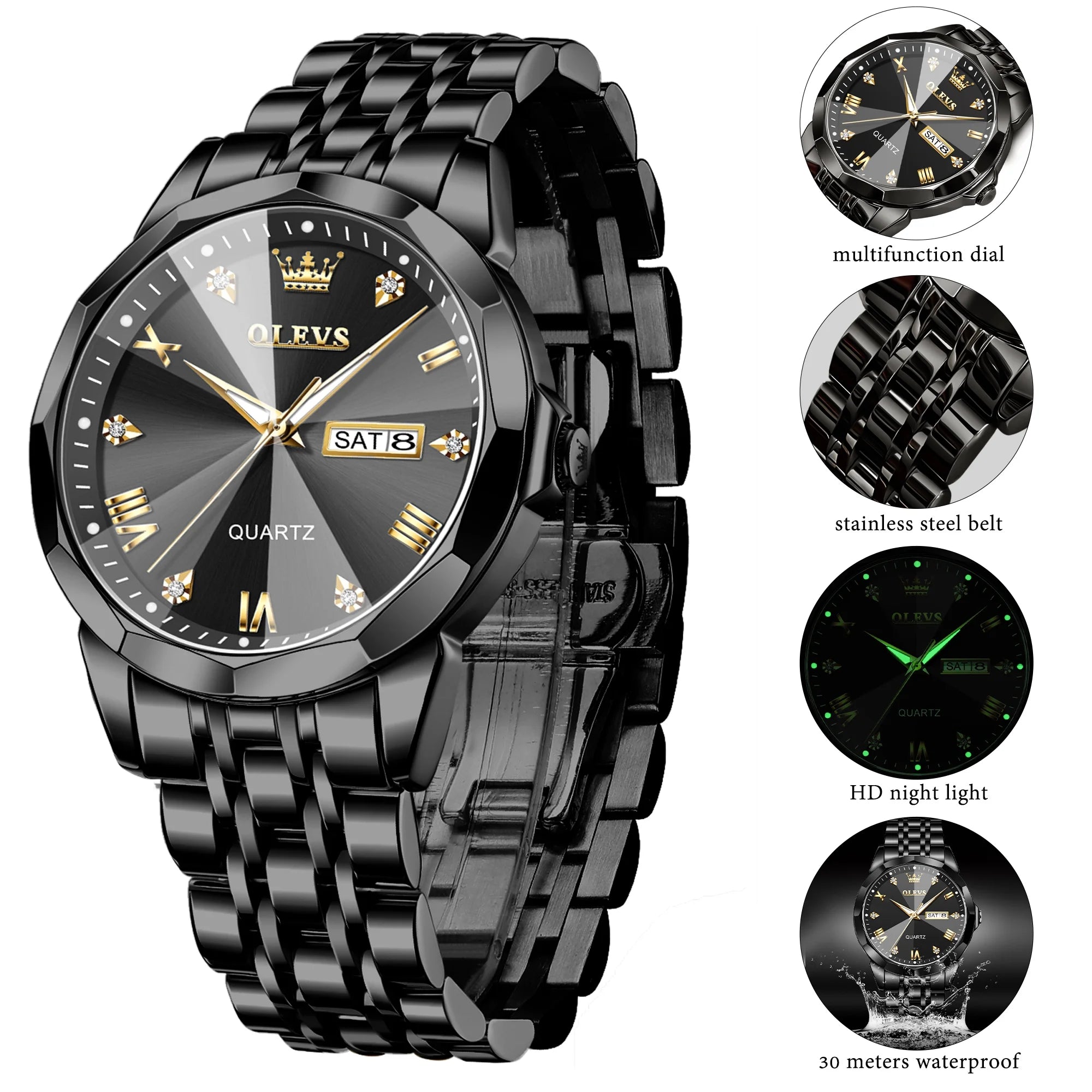 Watches for Men Business Dress Analog Quartz Two Tone Gold Plated Stainless Steel Classic Waterproof Luminous Date Casual Mens Wrist Watches Reloj Para Hombre