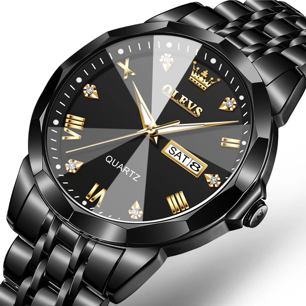 Watches for Men Business Dress Analog Quartz Two Tone Gold Plated Stainless Steel Classic Waterproof Luminous Date Casual Mens Wrist Watches Reloj Para Hombre