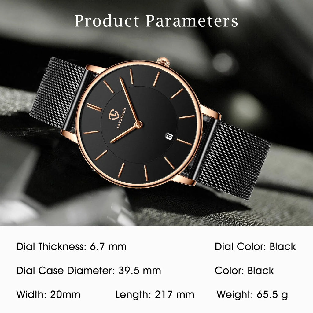 Men Watches Fashion Minimalist Quartz Watch for Men Analog Waterproof Watches with Stainless Steel Mesh Band Gift for Man