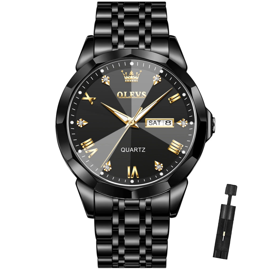 Watches for Men Business Dress Analog Quartz Two Tone Gold Plated Stainless Steel Classic Waterproof Luminous Date Casual Mens Wrist Watches Reloj Para Hombre