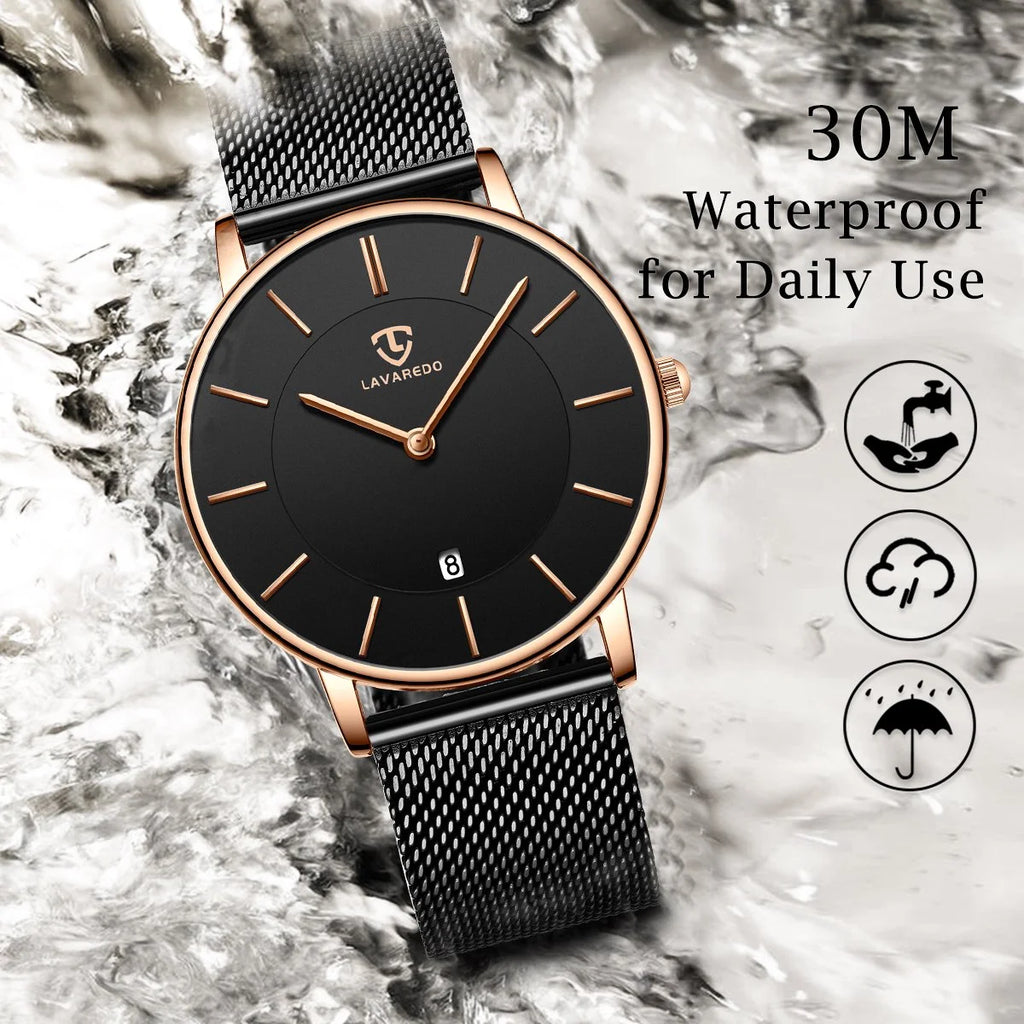 Men Watches Fashion Minimalist Quartz Watch for Men Analog Waterproof Watches with Stainless Steel Mesh Band Gift for Man